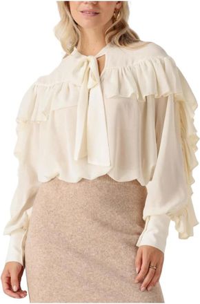 Notre-V Dames Blouses Nv-glenda - Dames - Blouses - Beige - L - Wol - Overhemden