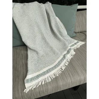 Anaya with Love Waffle Striped Turkish Cotton Bath Towel in Soft Green at Nordstrom