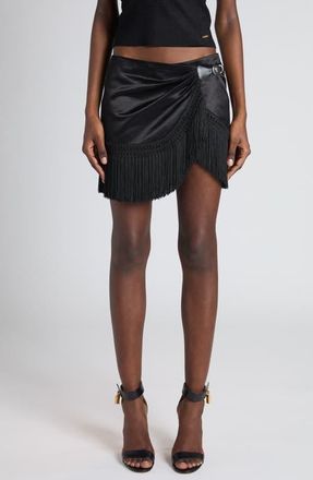 Tom Ford Cotton & Silk Duchesse Satin Wrap Skirt in Black at Nordstrom, Size 10 Us