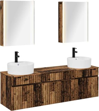 vidaXL Juego De Muebles De Ba&ntilde;o 5 Uds. Madera Envejecida Vidaxl