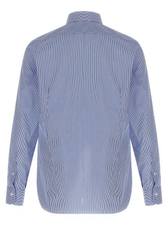 Barba Blue Striped Cotton Poplin Shirt - Blue