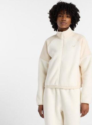 New Balance Womens High Pile Fleece Jacket in White Poly Fleece, size 2X-Large