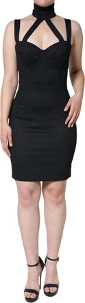 Dolce & Gabbana Womens Black Cut Out Sleeveless Bodycon Mini Dress Viscose Nylon Elastane