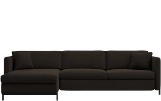 MICADONI 4-Sitzer Design Ecksofa Gloria mit Bettfunktion (140 x 205 cm) - Strukturstoff Dunkelgrau
