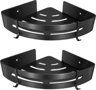 OEM Juego De 2 Estantes Para Ducha De Ba&ntilde;o, Organizador De Ducha De Acero Inoxidable 304 Con Ganchos, Negro Mate)