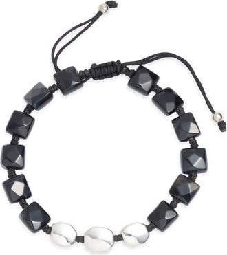Caputo & Co. Faceted Square Bracelet in Black Agate at Nordstrom