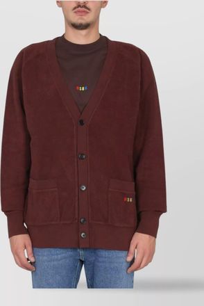 Msgm classic v-neck cardigan with ribbed accents
