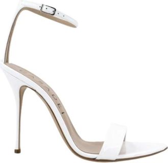 Casadei Witte sandalen van lakleer met transparant detail - Dames - Sandalen met hakken - Wit - 37 EU - Leer - Schoenen