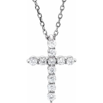 Pompeii3 1/4 Ct Diamond Cross 14k White Gold Pendant Necklace