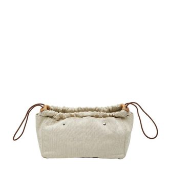 Herm&egrave;s Beige Brown Cotton Leather Pouch (Pre-Owned)