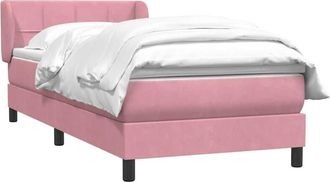 vidaXL Cama Box Spring Con Colch&oacute;n Terciopelo Rosa 80x220 Cm Vidaxl