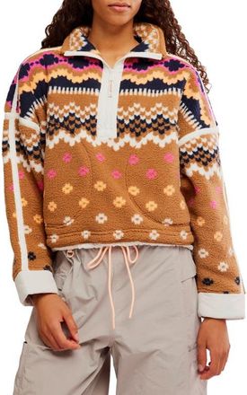 Free People FP Movement Mountain High Quarter Zip Top in Isle Knit Twig Combo at Nordstrom, Size X-Large