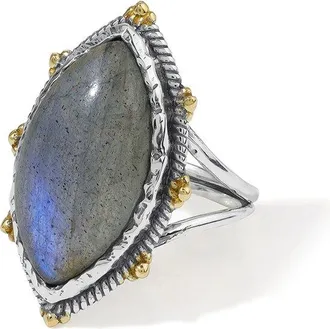 Tiramisu Silver Plated 10.63 Ct. Tw. Labradorite Statement Ring