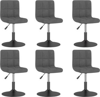 vidaXL Vidaxl - Sillas De Comedor Giratorias 6 Unidades Terciopelo Gris Oscuro