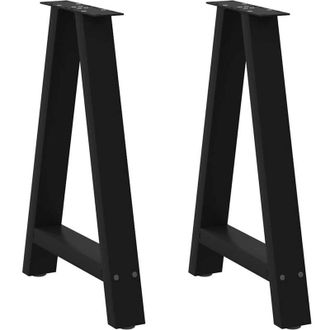 vidaXL Patas Para Mesa De Comedor En Forma De A (2 Unidades), Color Negro, 60 X (72-73) Cm, Acero Vidaxl