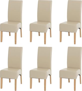 Hhg Hhg - Nunca Usado] Lote De 6 Sillas De Comedor Silla De Cocina Silla Latina, Cuero, Crema, Patas Claras