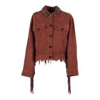 Ermanno Scervino Giubbotto con Frange - female - Ermanno Scervino - Leather Jackets - Brown - S - Jackets