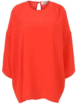 Lanvin Red Round Neck Fluid Silk Top