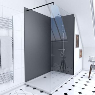 Aurlane Pack Ducha 90x120 - Paneles Murales Gris/negro + Plato + Mampara 8 Mm