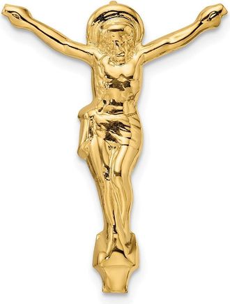Diamond2Deal 14k Yellow Gold Polished Solid Risen Christ Chain Slide