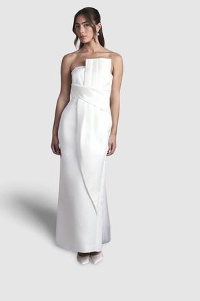 Coast Strapless Bow Wedding Maxi Dress in White at Nordstrom, Size 8