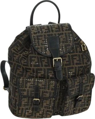 Fendi Pre-owned Backpacks, female, Brown, Size: ONE SIZE Pre-owned Zucca Canvas Backpack