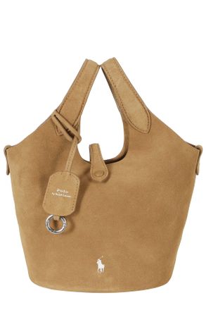 Polo Ralph Lauren Caramel Crossbody Bag With Hammered Finish And Double Handles