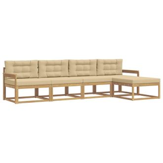 vidaXL Conjunto De Sof&aacute;s De Exterior Con Coj&iacute;n 4 Pcs Y Beige Poli&eacute;ster Vidaxl