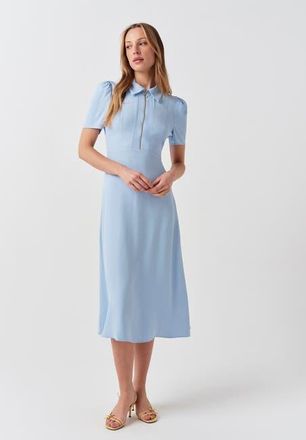 Ghost London Haisley Collared Zip Front Midi Dress in Light Blue at Nordstrom, Size 10