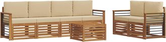 vidaXL Conjunto De Sof&aacute;s De Exterior 7 Uds. Natural Y Beige Vidaxl