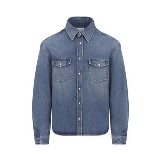 Givenchy Overhemden, Heren, Blauw, M, Katoen, Couture Seam Shirt