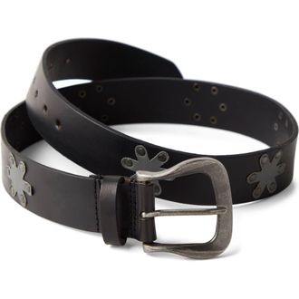 Free People Sonny Stud Leather Belt in Midnight Hour at Nordstrom, Size X-Small