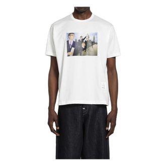 Junya Watanabe Tops, Heren, Wit, L, Katoen, The Face Blur T-Shirt