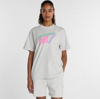 New Balance Mujer Classic Tri-Logo T-Shirt en Gris, Algod&oacute;n, Talla XL