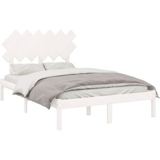 vidaXL Estructura De Cama Doble De Madera Maciza Blanco 135x190 Cm Vidaxl