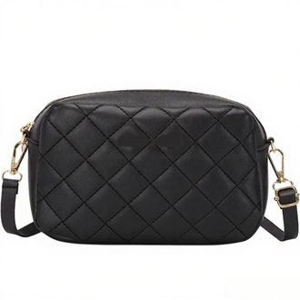 Generic Fashionable Stitched Crystal Shoulder Bag PU Crossbody with Stylish Hardware Nameplate Large Capacity for Daily Items