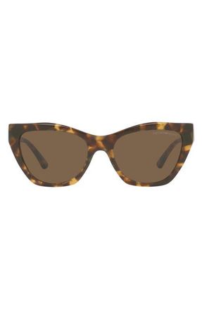 Emporio Armani 54mm Cat Eye Sunglasses in Shiny Brown Havana/brown at Nordstrom