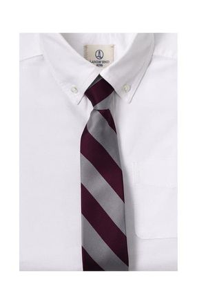 Lands End School Uniform Stripe To Be Tied Tie in Burgundy/feather Gray Stripe at Nordstrom