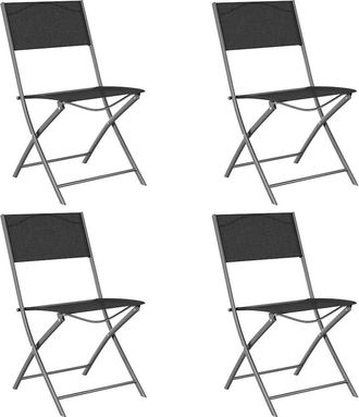 vidaXL Sillas Plegables, 4 Unidades, Acero Negro Y Textilene. Vidaxl
