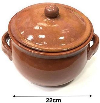 Trade Shop Trade Shop - Tegame Pot Terracotta Terracotta Con Manos Y Tapa Casa Cocci&oacute;n 22