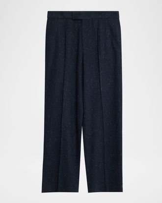 God's True Cashmere Mens Denim Cashmere Pintuck-Front Trousers