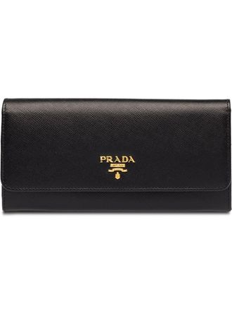 Prada logo-plaque folding wallet - Black