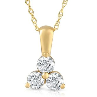 Pompeii3 1Ct Diamond Three Stone Pendant in 14k White Yellow Rose Gold Lab Grown Necklace