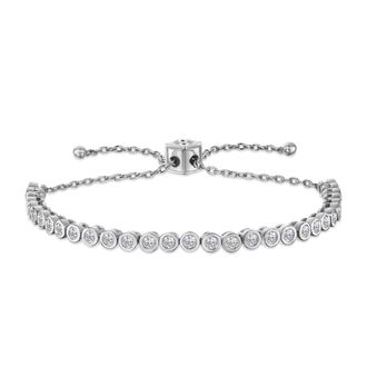 The Diamond Store Lab Diamond Bezel Rubover Tennis Bracelet Tennis Bracelet 1.00ct in 925 Silver
