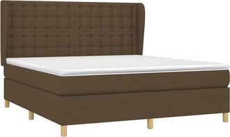 vidaXL Vidaxl - Cama Box Spring Con Colch&oacute;n Tela Marr&oacute;n Oscuro 180x200 Cm