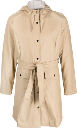 Rains belted hooded raincoat - unisex - Polyester/Polyurethane - S - Neutrals