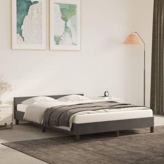 Berkfield Home Bed Frame with Headboard Dark Grey 180x200cm Super King Velvet