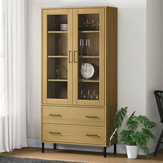 Berkfield Home Bookcase with Metal Legs Brown 85x35x172.5 cm Solid Wood OSLO