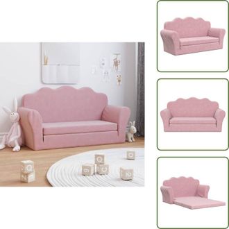vidaXL Divano letto 2 posti - vidaXL Divano Letto per Bambini a 2 Posti Rosa in Morbido Peluche - Materiale peluche