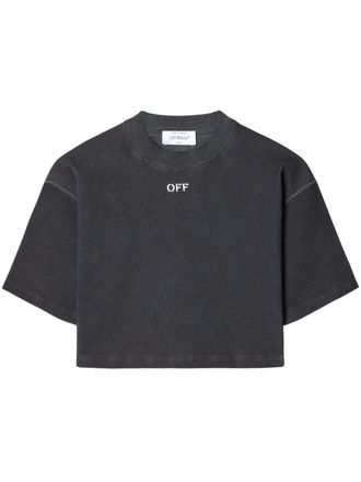 Off-white T-shirt met geborduurd logo - Grijs